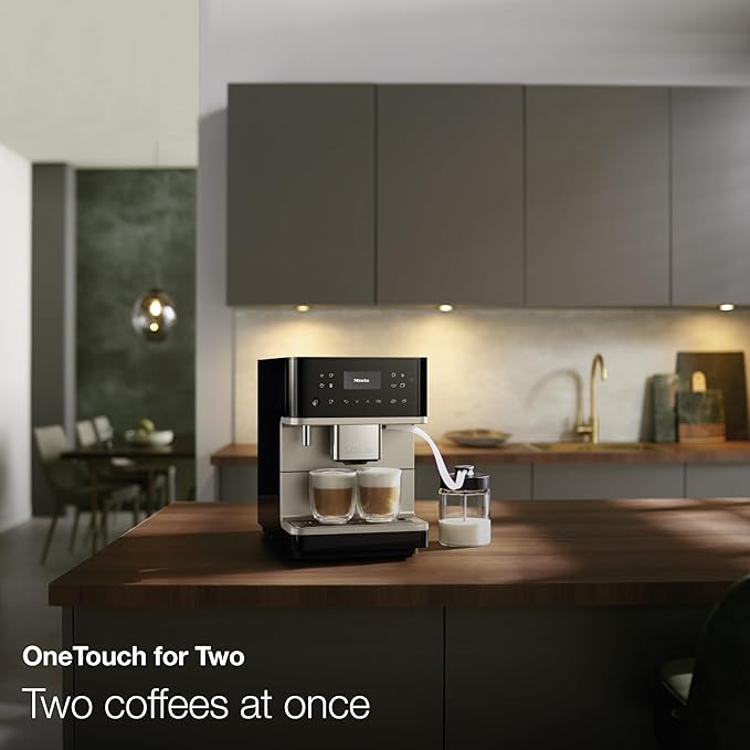 Miele CM 6360 MilkPerfection Automatic Coffee Machine - OneTouch for Two, AromaticSystem, 8 individual profiles, DoubleShot, WiFi-compatible, LED lighting, in Obsidian Black CleanSteel Metallic