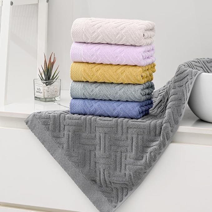Sage Green Hand Towels Bathroom 2 Packs 100% Cotton Absorbent Soft Face Towel Set Decorative Quick-Dry Minimalist T Striped Patterned Weave Textured Decor Kitchen Home Spa 13"x29"