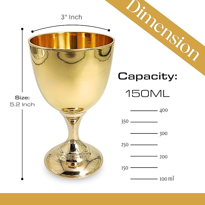 Brass Handmade Premium Wine Cup Gothic Chalice Ancient Elegant Wine Goblet Vintage Chalice Goblet Communion Cup, Handmade Gold Chalice - Ideal Gift for Wine Enthusiasts - Wedding Wine Glass (1 Piece )