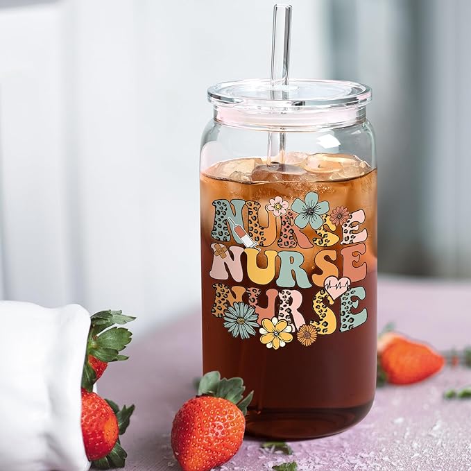 LiqCool Nurse Gifts: 16 Oz Glass Cup, Perfect for Nurse Week, Graduation, Retirement
