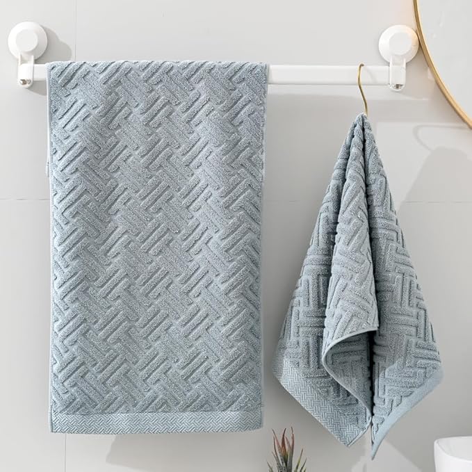Sage Green Hand Towels Bathroom 2 Packs 100% Cotton Absorbent Soft Face Towel Set Decorative Quick-Dry Minimalist T Striped Patterned Weave Textured Decor Kitchen Home Spa 13"x29"