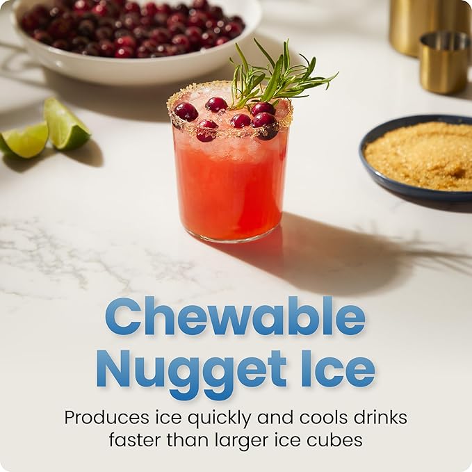 Iceman by Chefman Nugget Ice Maker Countertop, Pebble Ice Maker Machine, 26 lb in 24 Hours, Ready in 6 Minutes, Removable Ice Basket, Fun and Chewable Cubes, 1.5L Water Tank, Self-Cleaning Function