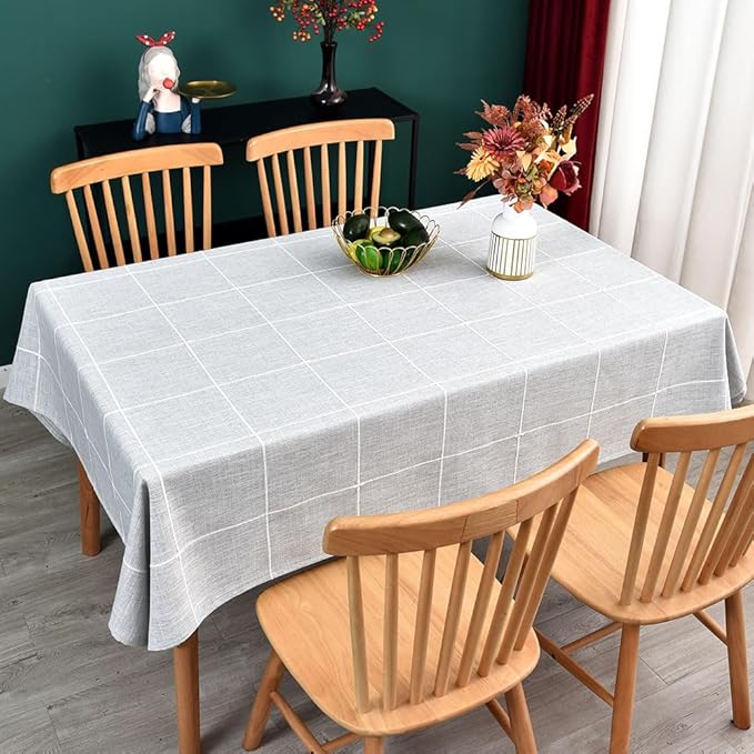 Heavy Duty Cotton Table Cloth for Square Table Farmhouse Vintage Tablecloth Washable Rustic Table Cover (Gray, 52''x52'')