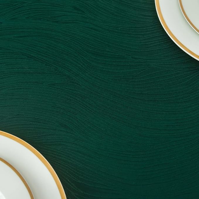 maxmill Christmas Hunter Green Tablecloth, Spill-Proof and Water Resistance Heavy Weight Soft Table Cloth for Christmas, Holiday and Family Gatherings, Dinner Rectangle 60 x 120 Inch, Hunter Green