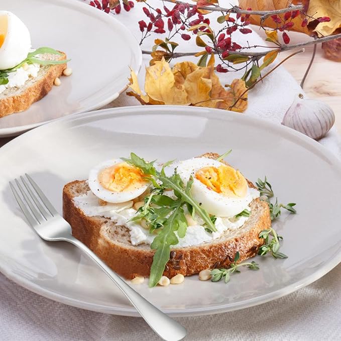 SANTUO Dessert Forks Set - 8-piece Stainless Steel Salad Forks Cream Fork Flatware Set Reusable for Household Use or Camping - Silver 6.7 Inches