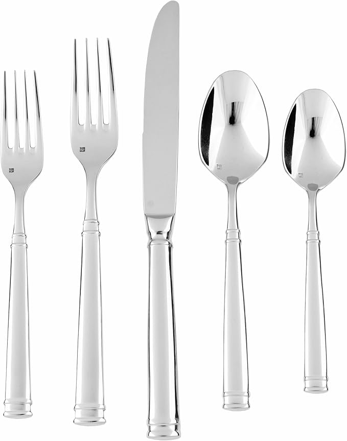 Fortessa Bistro 18/10 Stainless Steel Flatware Solid Handle Table Knife, Set of 12, Silver