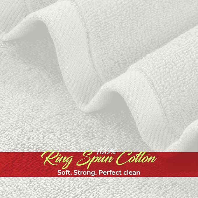 RIVERSIDE 12 Pack Washcloths - 12x12 Inches, 400 GSM, 100% Ring-Spun Cotton - Soft, Absorbent & Durable Face and Body Towels - for Bathroom, Spa, Gym, Makeup Removal & Everyday Use - White