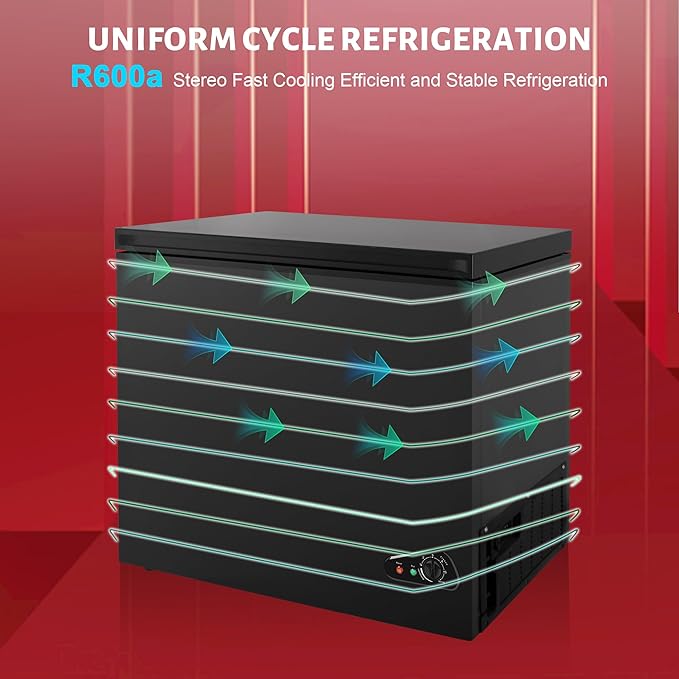 Chest Freezer 5.0 cu ft, Mini Deep Freezer with Removable Basket, FreeStanding Compact Small Freezer, Adjustable 6 Thermostat, Quiet Small Deep Freezer Top Open Door for Dorm/Home(Black)