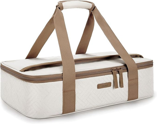 TOURIT Insulated Casserole Carrier for Hot or Cold Food Thermal Food Carrier for Picnic Cookouts Potluck Parties Fits 9" x 13" Baking Dish