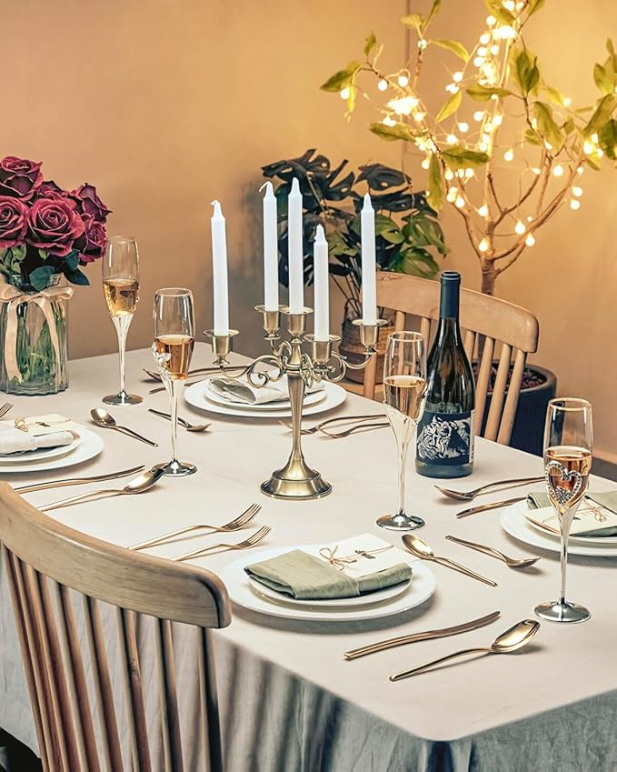 Lemeya 40-Piece Gold Silverware Set for 8,Modern 18/10 Stainless Steel Flatware Set,Luxury Cutlery Set,Unique Utensils Set for Restaurant,Spoons and Forks Set,Mirror Polished,Dishwasher Safe