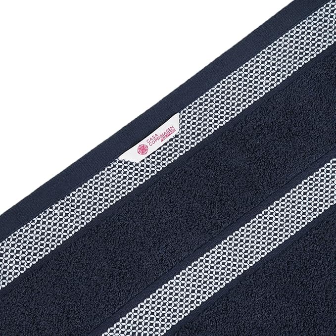 CASA COPENHAGEN Solitaire 6 Pieces Towel Set- Dark Navy, 600 GSM 2 Bath Towel 2 Hand Towel 2 Washcloth, Designed in Denmark Made of Soft Egyptian Cotton for Bathroom, Kitchen & Shower