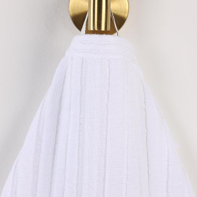 Cotton 6-Piece Solid and Ribbed Towel Set, Face Towels 13” x 13”, Hand Towels 16” x 28”, Bath Towels 27” x 54”, White by Superior