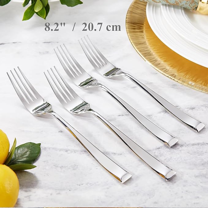KEAWELL Premium Imperial 4-Piece 8.2 inch Forks Set – Heavy Duty 18/10 Stainless Steel Flatware with Mirror Finish and Squared Edge, Dishwasher Safe for Elegant Dining (4, Dinner Forks)