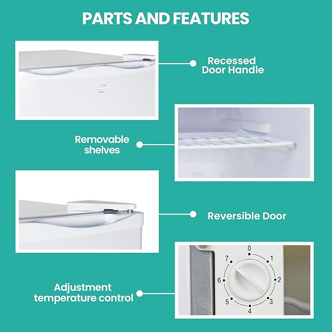 Koolatron Upright Deep freezer - 1 wired shelf, Garage Ready, Meat Storage, Manual Defrost, Space Saving, Congelador For Home, Apartment, Basement, Dorm, Room, 1.2 Cubic Feet Capacity White