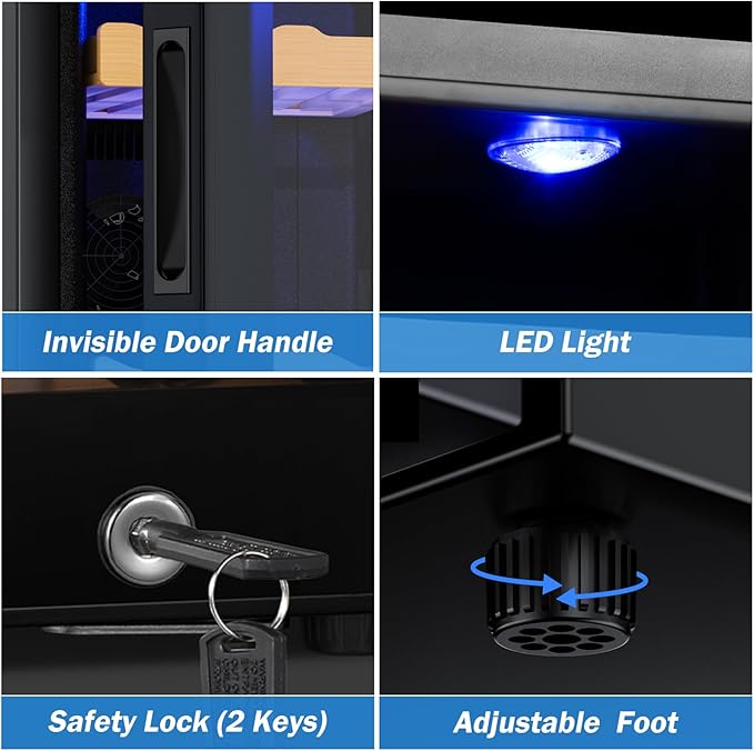 Electric Humidor-35L Cooling & Heating Humidor Smart Touch Control Humidity & Temp Humidors wtih Spanish Cedar Wood Tray, Digital Display, Safety Lock, Desktop Gift for Men