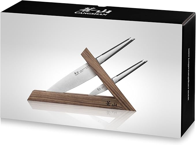 Cangshan TX Series 1021295 Swedish 14C28N Steel Forged 3-Piece TAI Knife Block Set, Walnut