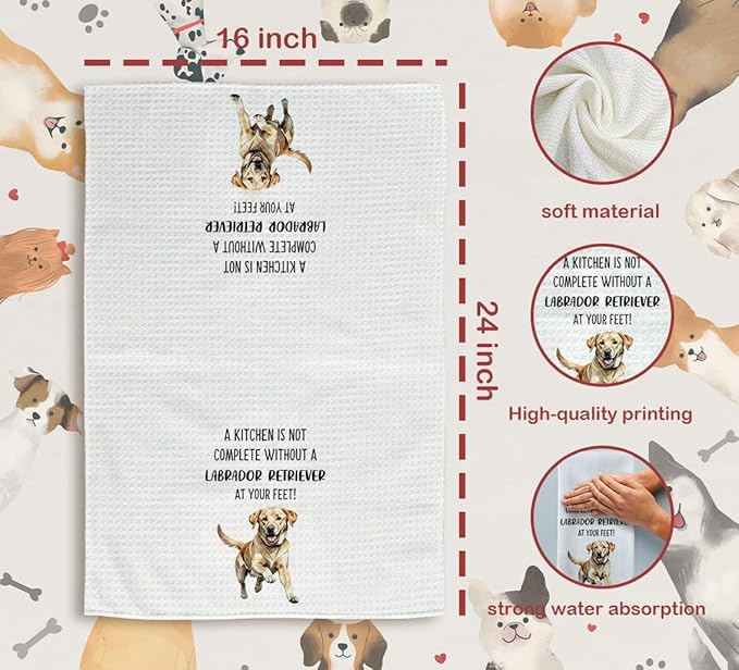Labrador Retriever Gifts Kitchen Towels Set of 2, Labrador Gifts, Labrador Retriever Decor Hand Towels, LabradorRetriever Dog Dishcloths Tea Dish Towels, Dog Kitchen Bathroom Decor, 16x24 Inch