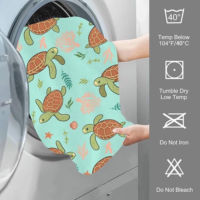Hand Towels Set of 2 Cute Sea Turtles Towels for Bathroom Soft Absorbent Decorative Hand Bath Towels Dish Towels for Kitchen Sports Gym Yoga Home Decor 14 x 28 in