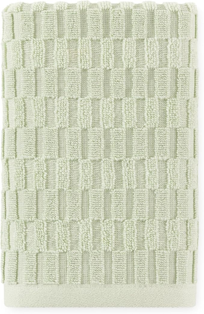 DKNY Metro Tile Quick Dry 100% Cotton Towel Set for Bathroom – 2 Bath, 2 Hand, Zero Twist, Absorbent, Supremely Soft, 550 GSM, 4 Piece, Green Tea