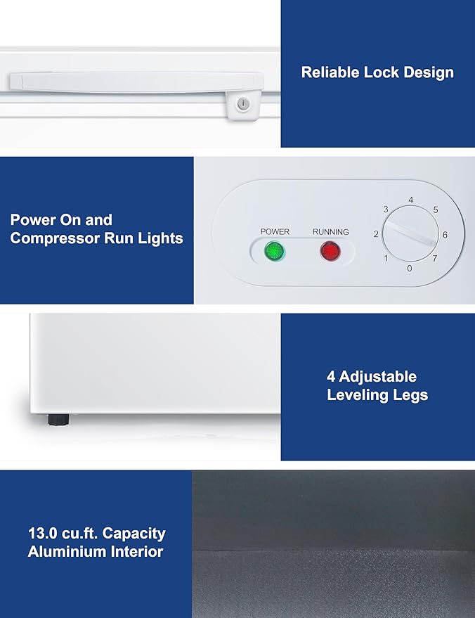 BLACK+DECKER 13 Cu. Ft. Chest Freezer, Deep Freezer with Top Opening, Freezer Chest with 2 Removable Storage Baskets, Mechanical Temperature Control, Manual Defrost, R600a Refrigerant,BCF1300E,White