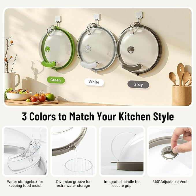 Microwave Splatter Cover with Water Steamer, Upgraded Microwave Cover for Food with Handle, Clear Plate Covers, Splatter Guard, Kitchen Essentials Gadgets, House Warming Gifts New Home, 12 Inch