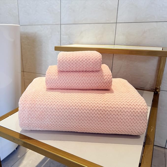 YTYC 29x59 Inch Extra Large Bath Towels Set of 6 Quick Dry Super Soft Microfiber Towels for Bathroom 80% Polyester (Pink,6)