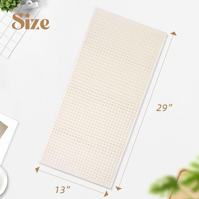 Jacquotha Waffle Hand Towels 2-Piece (Mist White) – Cotton, Quick Dry, Lint Free, 13” x 29”