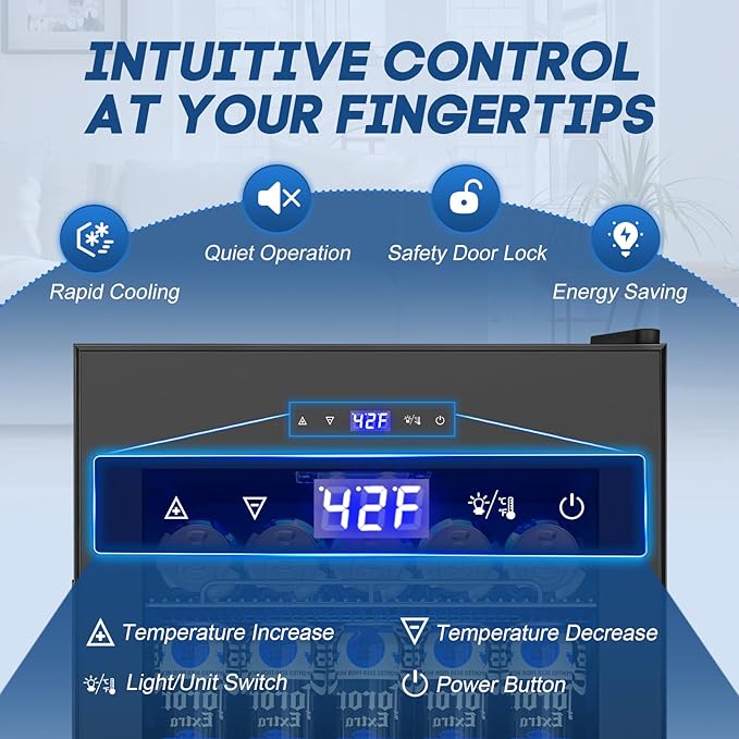 17Inch Beverage Refrigerator and Cooler Freestanding, 96 Cans Mini Fridge with glass door and Lock, Small Drink Fridge for Soda, Beer, Wine, For Home Bar Office with LED Light