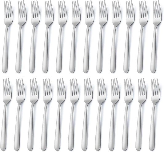 Pleafind 24-Pcs Dinner Forks, 7.1 Inch Forks Silverware, Silverware Forks, Stainless Steel Forks, Mirror Polished Forks Silverware Set, Forks Use for Home, Kitchen or Restaurant, Dishwasher Safe