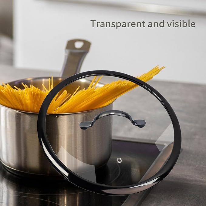 11.5" Tempered Glass Pan Lid with Steam Vent, Thickened to 4mm and Dishwasher Safe and Oven up to 480℉, Universal Lid Fit for Cast Iron Skillets, Frying Saute Pan, Cooking Pot