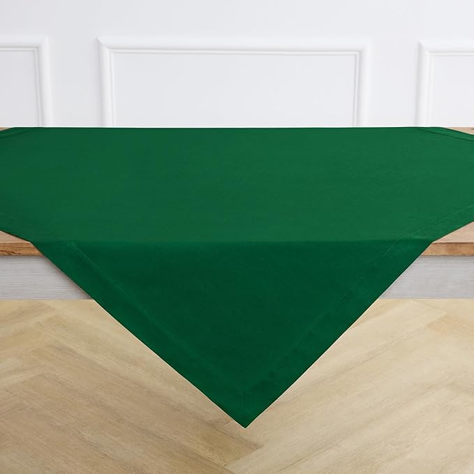 Solino Home Linen Tablecloth 52 x 52 Inch - 100% Pure Linen Green Square Tablecloth - Fete, Machine Washable Table Throw