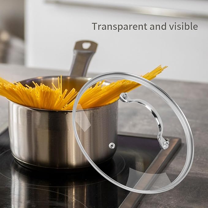 9.5" Tempered Glass Pan Lid with Steam Vent, Thickened to 4mm and Dishwasher Safe and Oven up to 480℉, Universal Lid Fit for Cast Iron Skillets, Frying Saute Pan, Cooking Pot