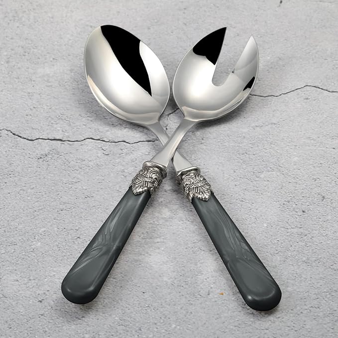 2-piece Salad Servers Stainless Steel Salad Serving Set Salad Fork and Spoon (Grey)