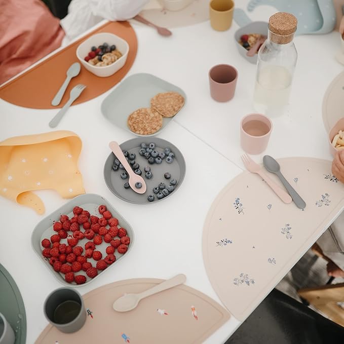 mushie Flatware Fork and Spoon Set For Kids | Made in Denmark (Blush)