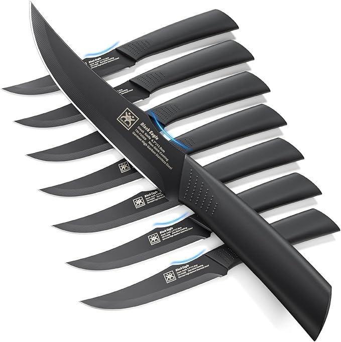 Steak Knives Set of 8, 4.7 Inch Dishwasher Safe Non Serrated Dinner Knives, Razor Sharp for Precise Cutting, Non-Stick Blade & Non Rust, Easy to Maintain Ideal for Home Restaurant Party