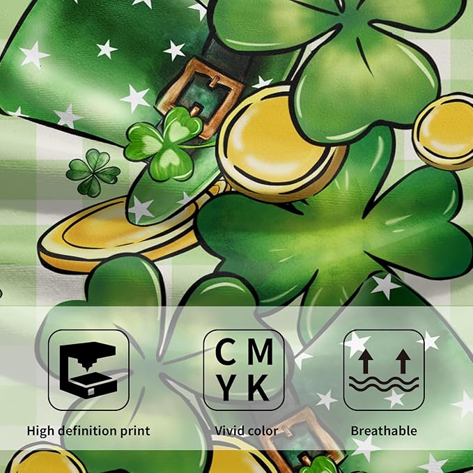 Imiss Green Shamrock Hat Hand Towels 14.4 x 28.3 Inch Clover Gold Coin Decor St. Patrick's Day Fingertip Towels Set of 2 Buffalo Plaid Seasonal Farmhouse Washcloth for Hotel Gym Spa