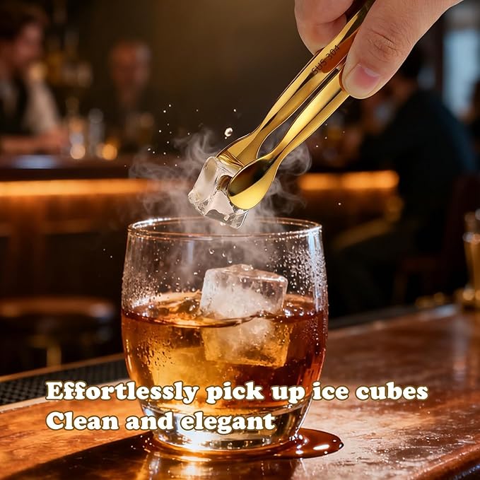 Pleafind 16 PCS Mini Serving Tongs - 4.3 inch, Food-Grade 18/8 Stainless Steel Mini Tongs, Mirror-polished Charcuterie Accessories for Coffee shops, tea party, bars, Sugar and Ice Bucket