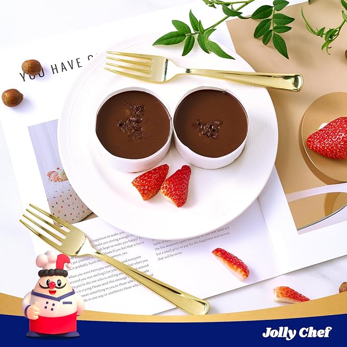 125 Count Gold Plastic Disposable Forks Heavy Duty, 7.28 Inch Heat Resistant Durable Gold Dinner Forks for Parties, Wedding, Daily Events