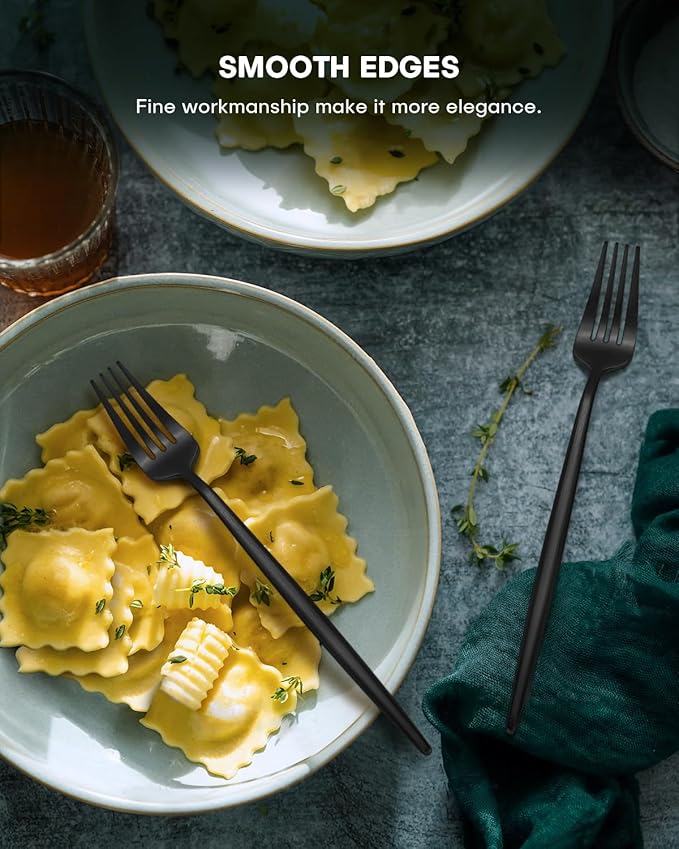 EUIRIO 30-Piece Silverware Set for 6, Stainless Steel Flatware Set Matte Black Grey, Modern Brushed Thick Cutlery Set with Spoons Forks and Knives, Utensil Sets for Home Kitchen Hotel, Dishwasher Safe