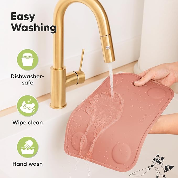 KeaBabies 2-Pack Silicone Placemats for Toddlers - 12x9 Non Slip Suction Baby Silicone Placemat for Kids Eating, Easy to Clean, Busy Travel Baby Mat for Dining Table, Food Grade/BPA-Free (Roseate)