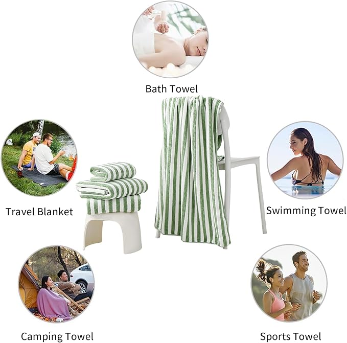 18-Piece Microfiber Bath Towels Set - 6 Bath Sheet, 6 Hand Towels, 6 Washcloths, Soft, Highly Absorbent Bathroom Towel, Quick Dry & Less Lint Shower towel for Bathroom, Hotel, Spa, Dorm-Light Green