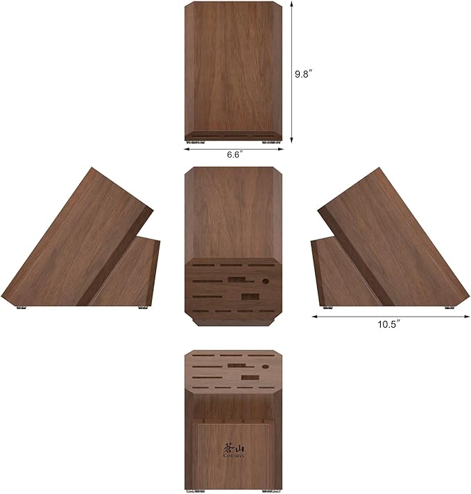 Cangshan Empty Knife Block, 16-Slot Organizer, Flat Top (Acacia Wood)