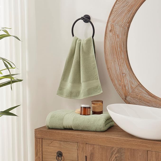 COZYART Sage Green Bath Towel Set for Bathroom Turkish Cotton Thick Soft Absorbent Durable 650 GSM Towel Sets of 6, 2 Large Bath Towels, 2 Hand Towels, 2 Washclothes
