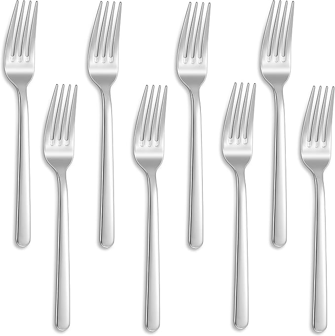KEAWELL Premium Lucent 4-Piece Forks Silverware – Mirror Polished 18/10 Stainless Steel with Modern Handle and Dishwasher Safe for Formal Meals and Gifting (8, Dinner Forks)