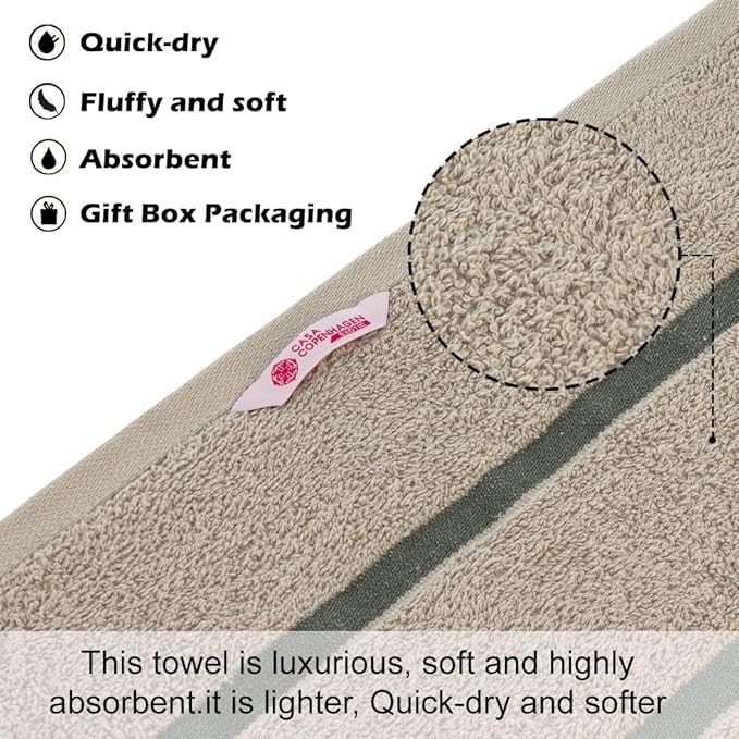 CASA COPENHAGEN Exotic 6 Pieces Towel Set- Grey Violet, 525 GSM 2 Bath Towel 2 Hand Towel 2 Washcloth, Designed in Denmark Made of Soft Egyptian Cotton for Bathroom, Kitchen & Shower