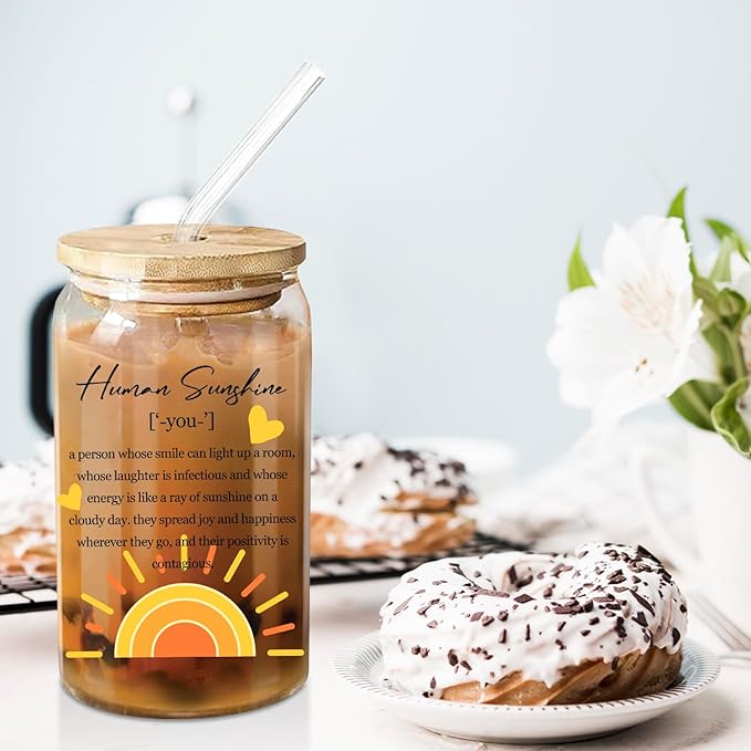 Sunshine Thank You Appreciation Tumbler for Women, Coworkers, Friends, Mom - 16 Oz Cup With Lid and Straw - Inspirational Gift