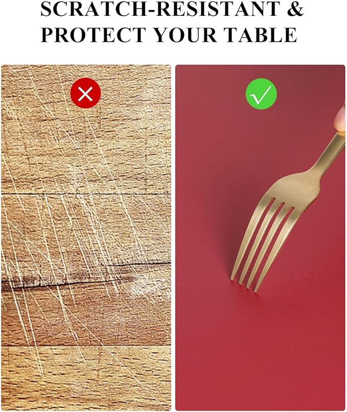 Wine Red Plastic Table Cover Protector, 36" x 72" Waterproof Easy Flat PVC Desk Pad Mat, 1.5mm Thick Rectangle Vinyl Table Top Protector for Dining Room Table, Office, Dresser