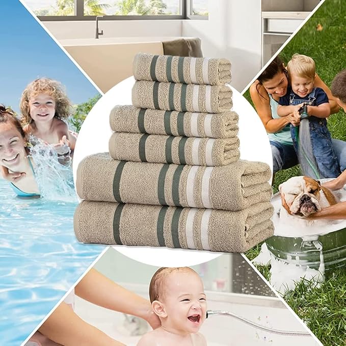 CASA COPENHAGEN Exotic 6 Pieces Towel Set- Grey Violet, 525 GSM 2 Bath Towel 2 Hand Towel 2 Washcloth, Designed in Denmark Made of Soft Egyptian Cotton for Bathroom, Kitchen & Shower