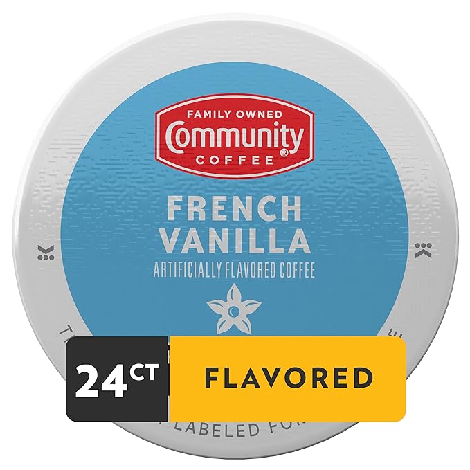 Community Coffee French Vanilla Flavored 24 Count Keurig K-Cup Coffee Pods, Medium Roast, 24 Count (Pack of 1)