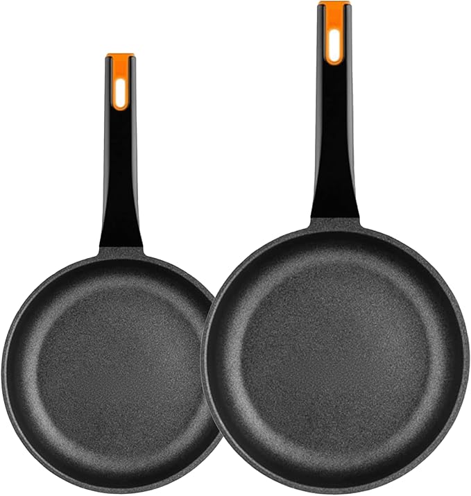 BRA COOKWARE Efficient Pro 2 Frying Pan Set | 8 + 10.2 inches Cast Aluminum Frypans | Profile Plus Non-Stick | All Heat Sources Compatible | PFOA Free | Heat-Resistant Handle | Non Deformable